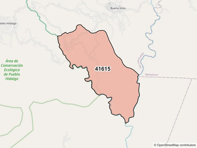 Mapa del código postal 41615, San Luis Acatlán, Guerrero