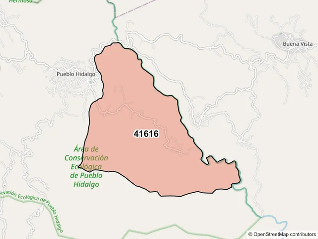 Mapa del código postal 41616, San Luis Acatlán, Guerrero