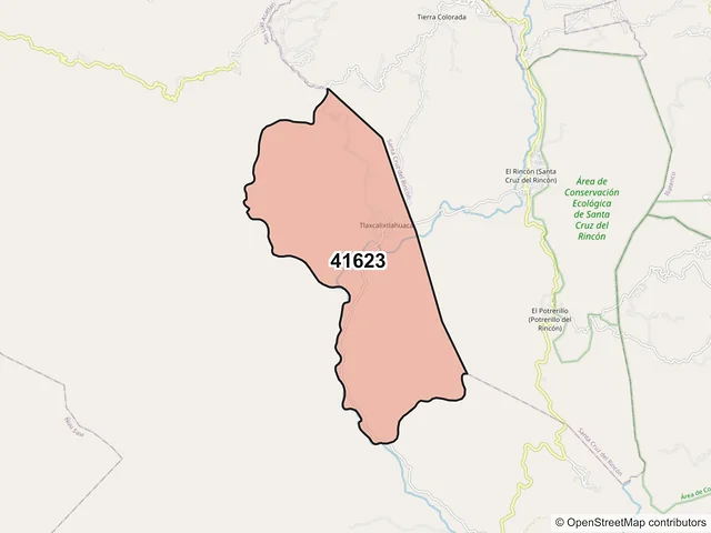 Mapa del código postal 41623, San Luis Acatlán, Guerrero