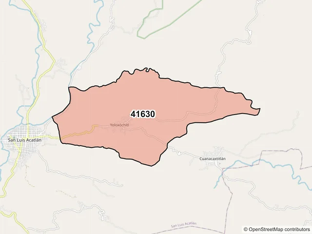 Mapa del código postal 41630, San Luis Acatlán, Guerrero