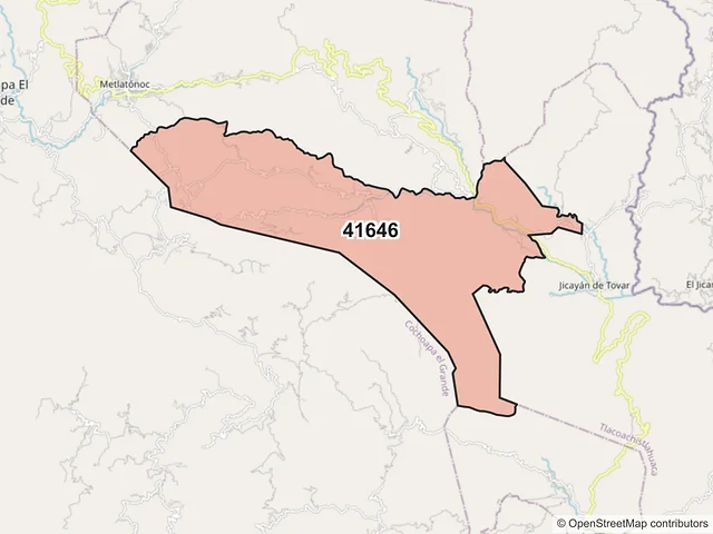 Mapa del código postal 41646, Metlatónoc, Guerrero