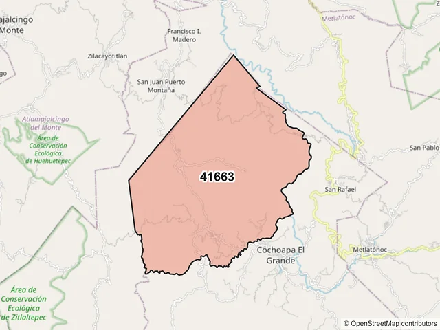 Mapa del código postal 41663, Cochoapa el Grande, Guerrero