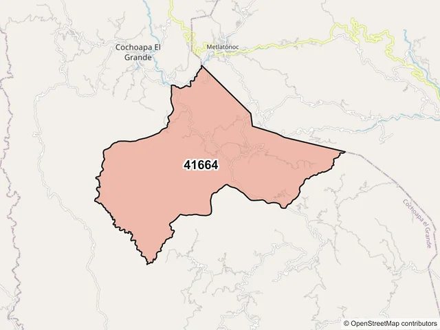 Mapa del código postal 41664, Cochoapa el Grande, Guerrero