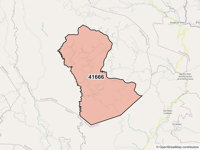 Mapa del código postal 41666, Cochoapa el Grande, Guerrero
