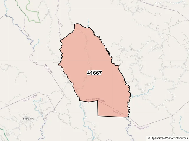 Mapa del código postal 41667, Cochoapa el Grande, Guerrero