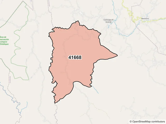 Mapa del código postal 41668, Cochoapa el Grande, Guerrero