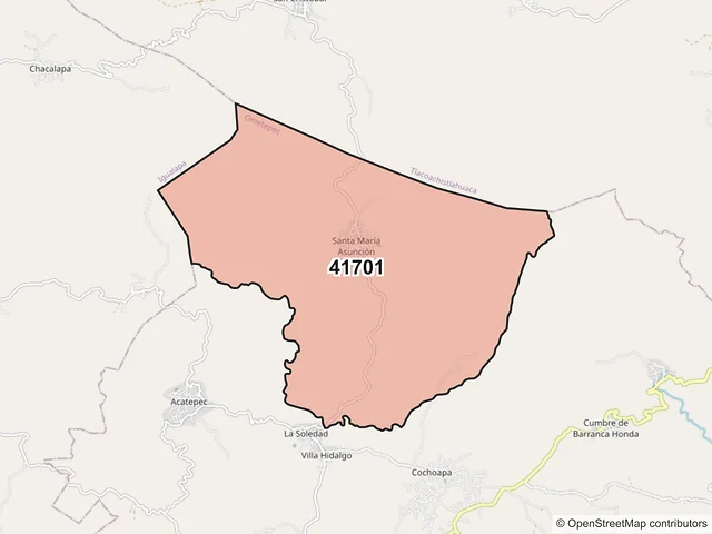 Mapa del código postal 41701, Ometepec, Guerrero