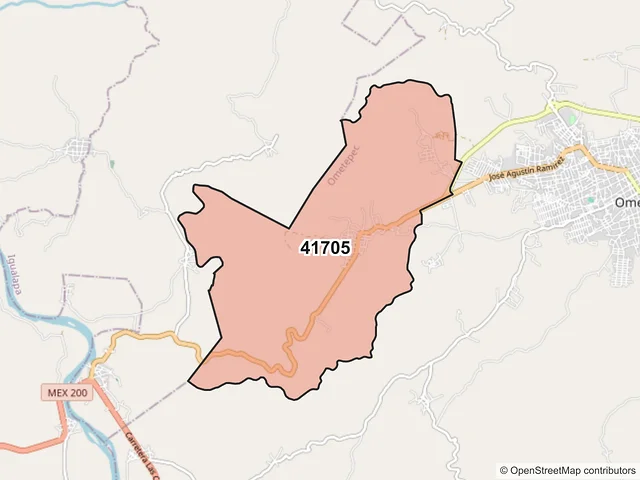 Mapa del código postal 41705, Ometepec, Guerrero