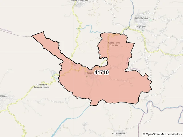 Mapa del código postal 41710, Ometepec, Guerrero