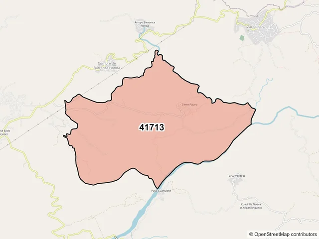 Mapa del código postal 41713, Ometepec, Guerrero