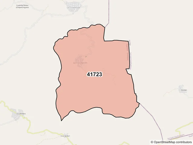 Mapa del código postal 41723, Ometepec, Guerrero