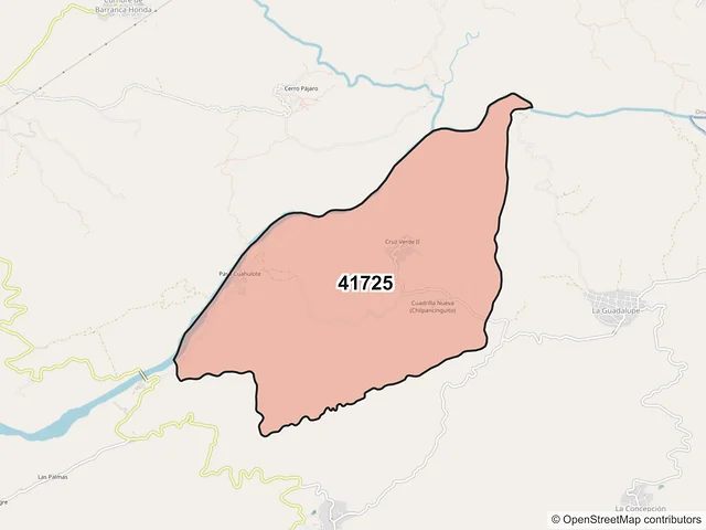 Mapa del código postal 41725, Ometepec, Guerrero