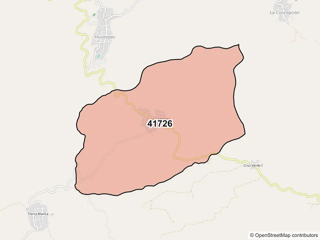 Mapa del código postal 41726, Ometepec, Guerrero