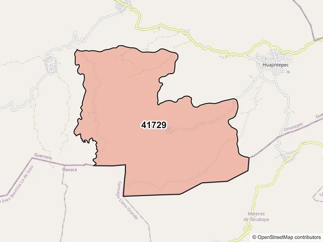 Mapa del código postal 41729, Ometepec, Guerrero