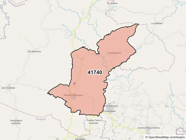 Mapa del código postal 41740, Tlacoachistlahuaca, Guerrero