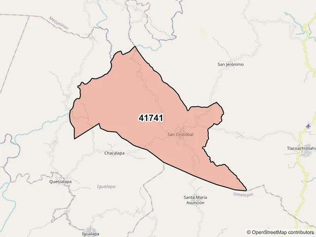 Mapa del código postal 41741, Tlacoachistlahuaca, Guerrero