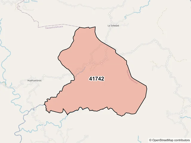 Mapa del código postal 41742, Tlacoachistlahuaca, Guerrero