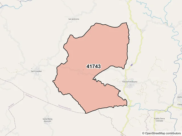 Mapa del código postal 41743, Tlacoachistlahuaca, Guerrero