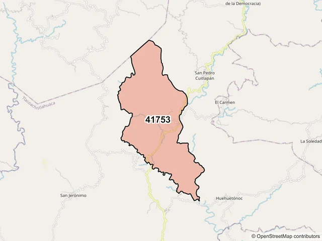 Mapa del código postal 41753, Tlacoachistlahuaca, Guerrero