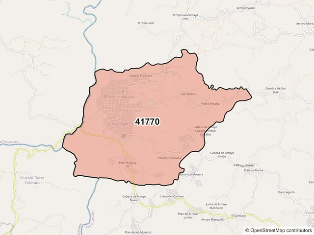 Mapa del código postal 41770, Xochistlahuaca, Guerrero