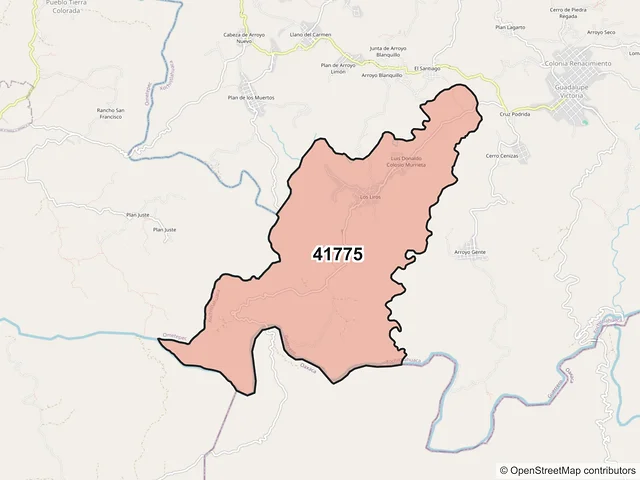 Mapa del código postal 41775, Xochistlahuaca, Guerrero