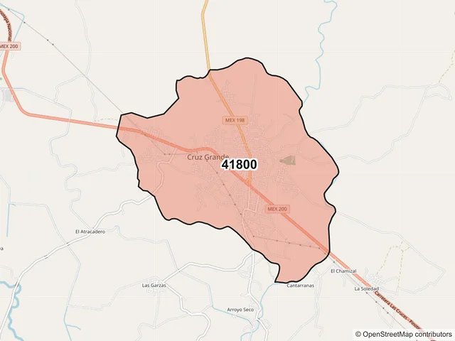 Mapa del código postal 41800, Florencio Villarreal, Guerrero