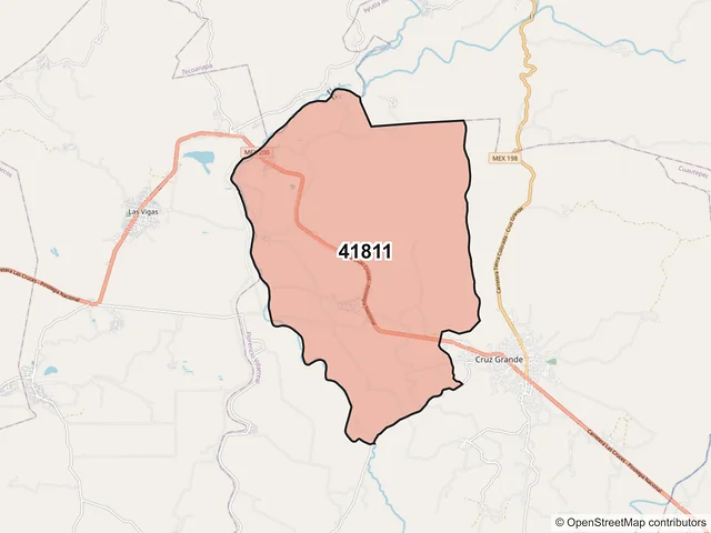 Mapa del código postal 41811, Florencio Villarreal, Guerrero