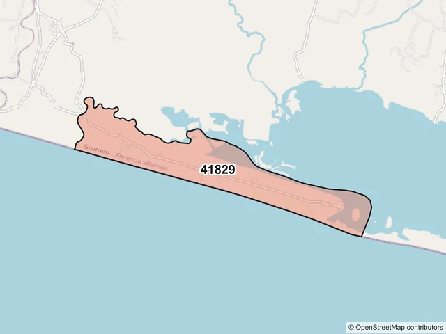 Mapa del código postal 41829, Florencio Villarreal, Guerrero