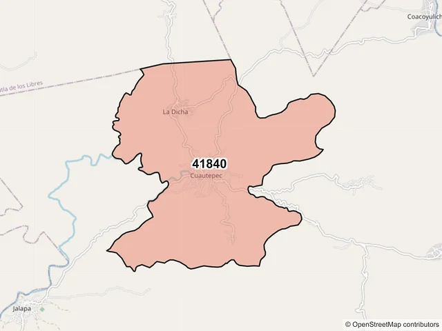 Mapa del código postal 41840, Cuautepec, Guerrero
