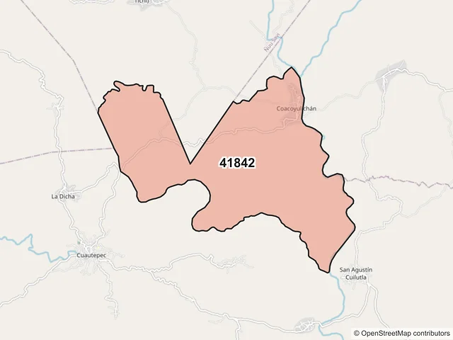 Mapa del código postal 41842, Cuautepec, Guerrero