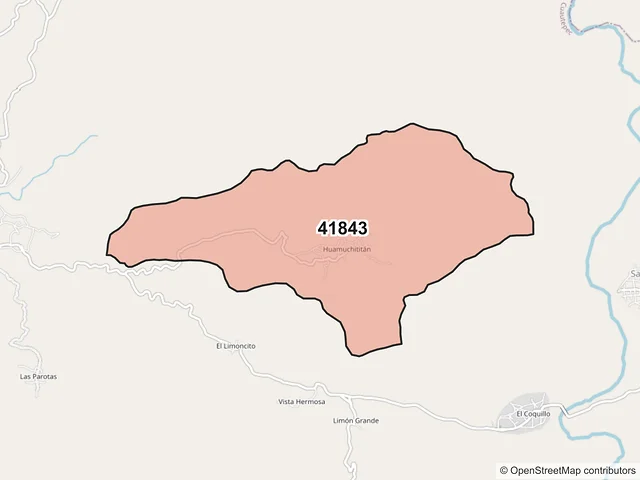 Mapa del código postal 41843, Cuautepec, Guerrero