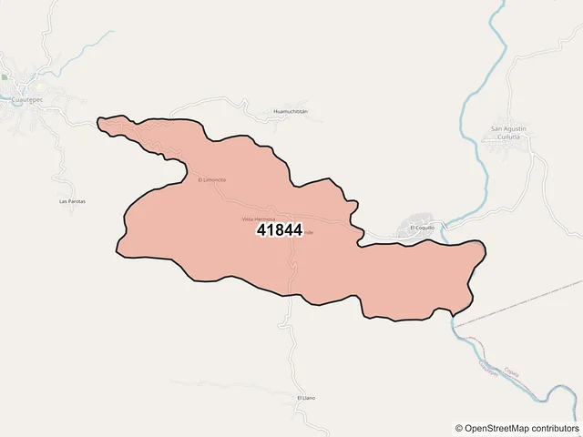 Mapa del código postal 41844, Cuautepec, Guerrero