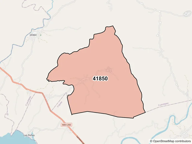 Mapa del código postal 41850, Cuautepec, Guerrero