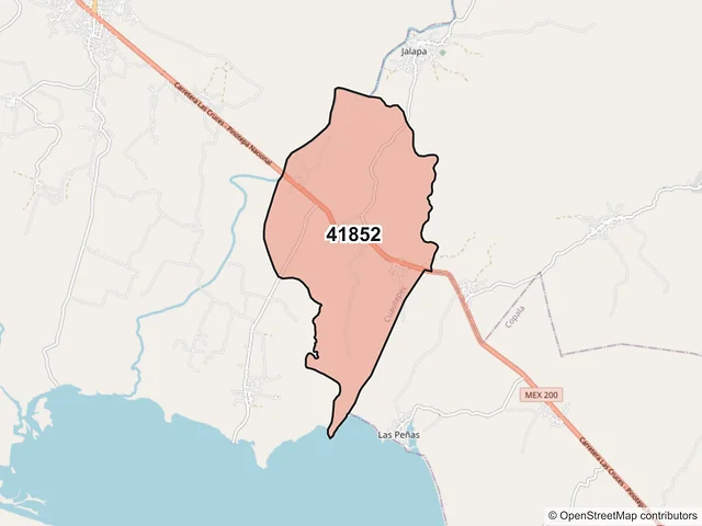 Mapa del código postal 41852, Cuautepec, Guerrero