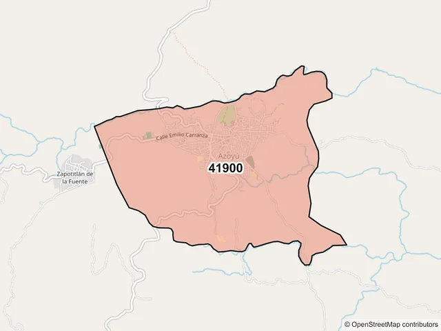 Mapa del código postal 41900, Azoyú, Guerrero
