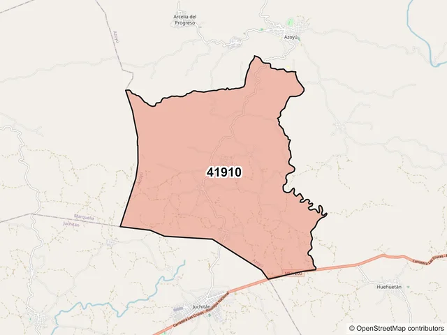 Mapa del código postal 41910, Azoyú, Guerrero