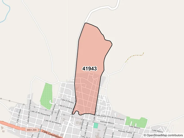 Mapa del código postal 41943, Cuajinicuilapa, Guerrero