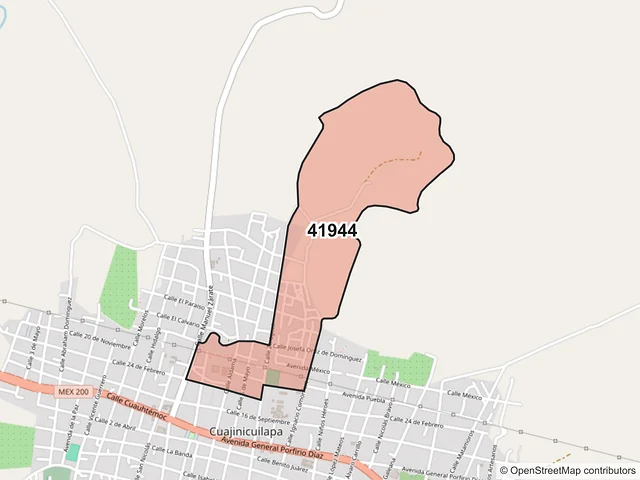Mapa del código postal 41944, Cuajinicuilapa, Guerrero
