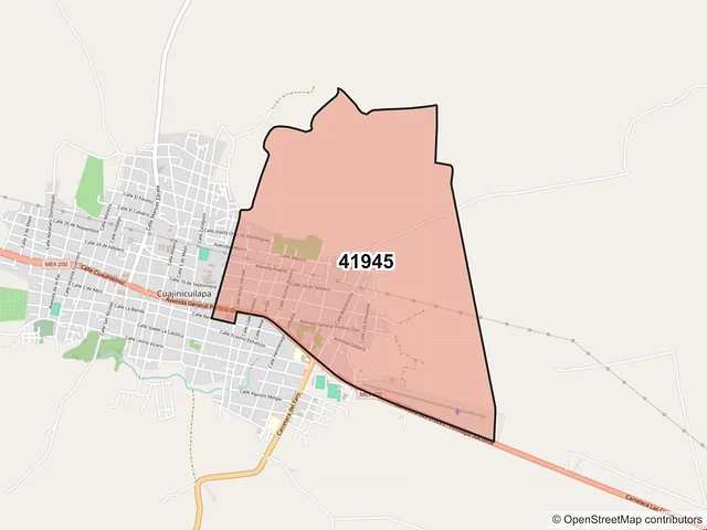 Mapa del código postal 41945, Cuajinicuilapa, Guerrero
