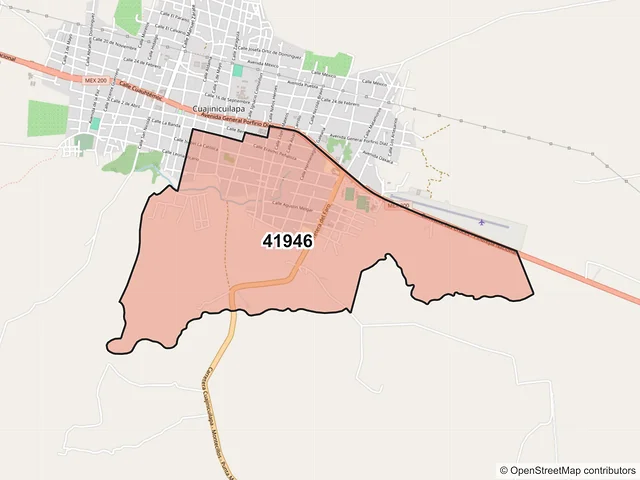 Mapa del código postal 41946, Cuajinicuilapa, Guerrero