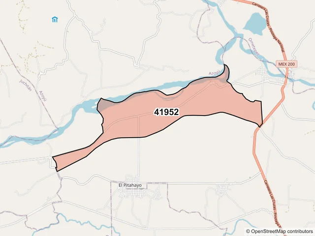 Mapa del código postal 41952, Cuajinicuilapa, Guerrero