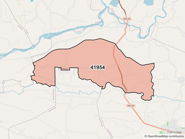 Mapa del código postal 41954, Cuajinicuilapa, Guerrero