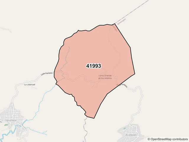 Mapa del código postal 41993, Igualapa, Guerrero