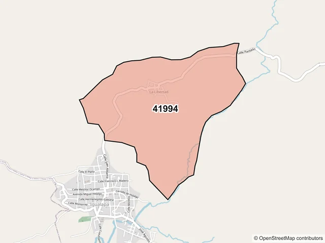 Mapa del código postal 41994, Igualapa, Guerrero