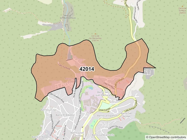 Mapa del código postal 42014, Pachuca de Soto, Hidalgo