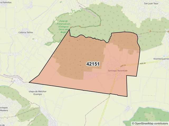 Mapa del código postal 42151, Ajacuba, Hidalgo