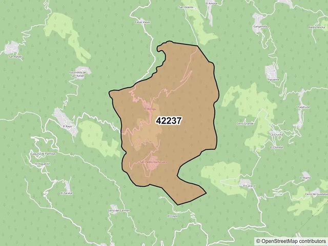 Mapa del código postal 42237, Pisaflores, Hidalgo