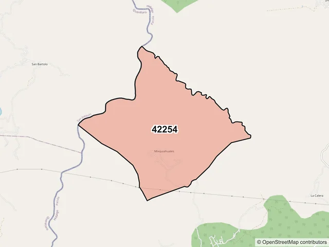 Mapa del código postal 42254, Pacula, Hidalgo