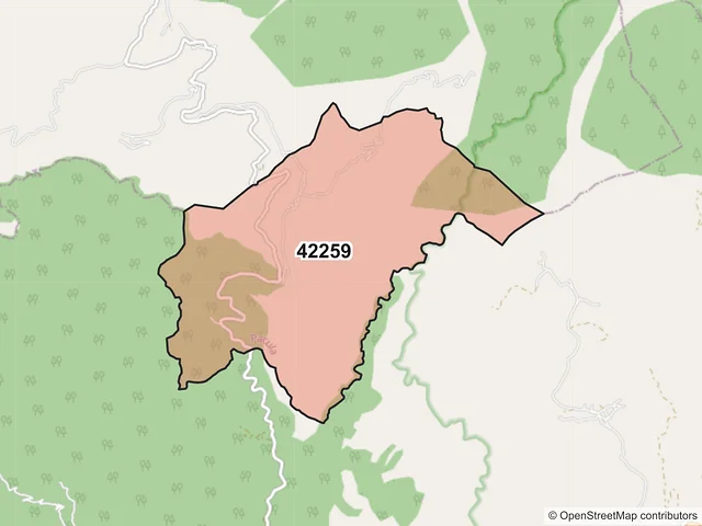 Mapa del código postal 42259, Pacula, Hidalgo