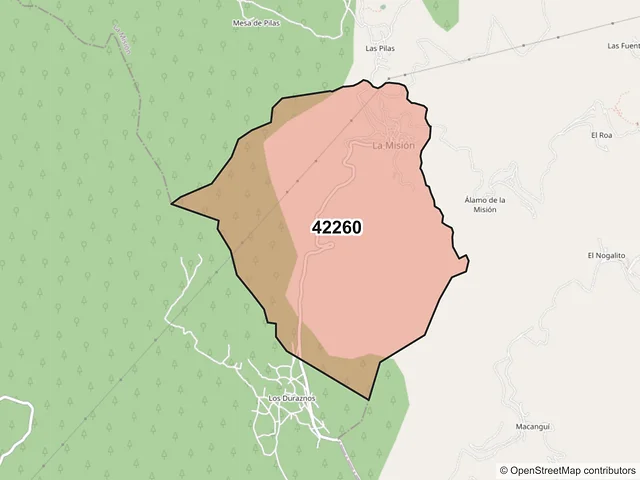 Mapa del código postal 42260, La Misión, Hidalgo